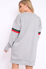 Grey with Sports Stripe Jumper Dress - Finley-Dresses