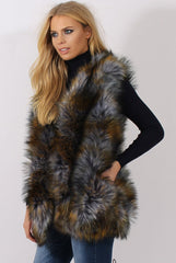 Greyish Blue Faux Fur Gilet - Demi-Jackets