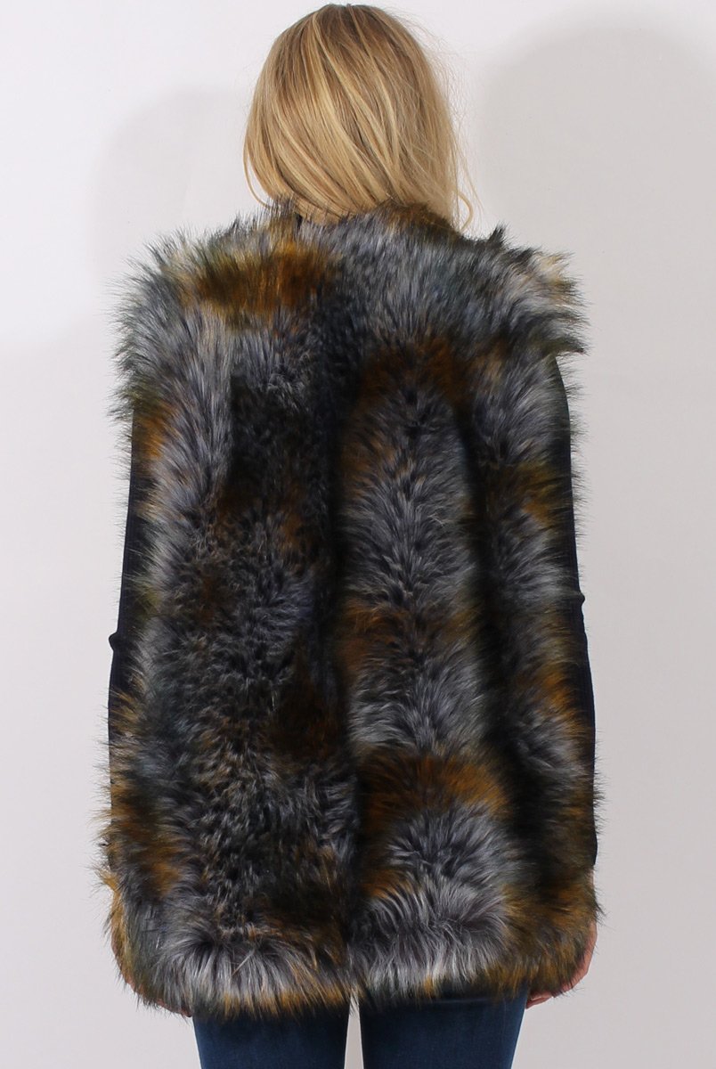 Greyish Blue Faux Fur Gilet - Demi-Jackets