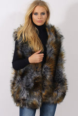 Greyish Blue Faux Fur Gilet - Demi-Jackets