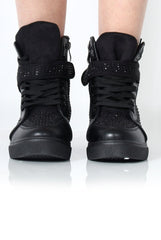 Hana Black Diamante Boots-Boots
