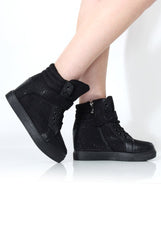 Hana Black Diamante Boots-Boots