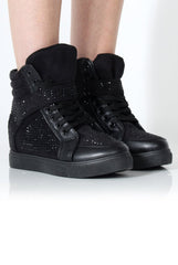 Hana Black Diamante Boots-Boots