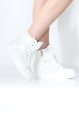 Hana White Diamante Boots-Boots