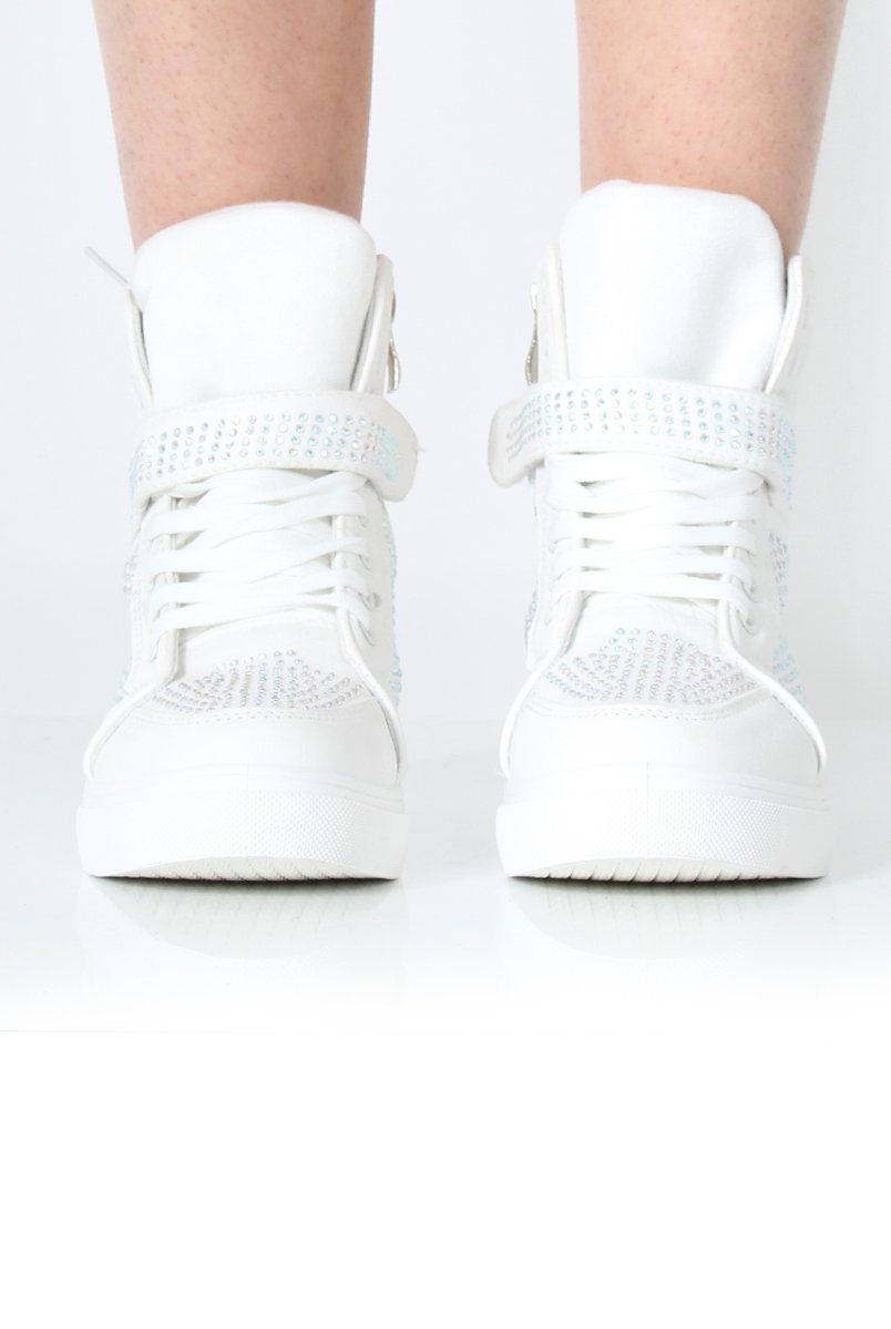 Hana White Diamante Boots-Boots