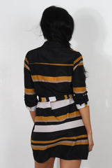 Harlow Black Striped Shirt Dress-Dresses