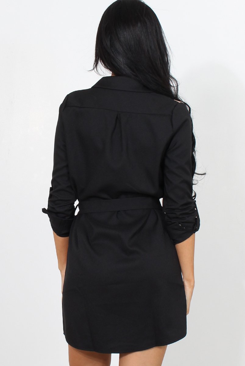 Harper Camel Panel Shirt Dress-Dresses