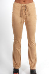 Harper Camel Tie Front Flared Trousers-Trousers