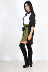 Harper Khaki Panel Shirt Dress-Dresses