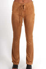 Harper Tan Tie Front Flared Trousers-Trousers