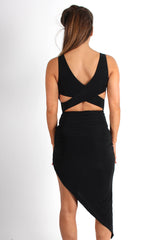 Hayden Black Cross Back Asymmetric Dress-Dresses