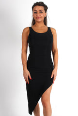 Hayden Black Cross Back Asymmetric Dress-Dresses