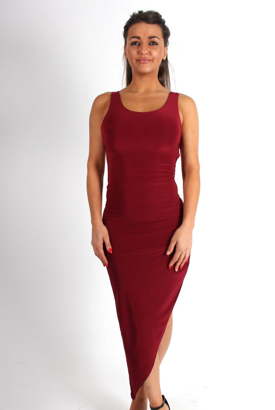 Hayden Wine Cross Back Asymmetric Dress