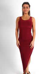 Hayden Wine Cross Back Asymmetric Dress-Dresses