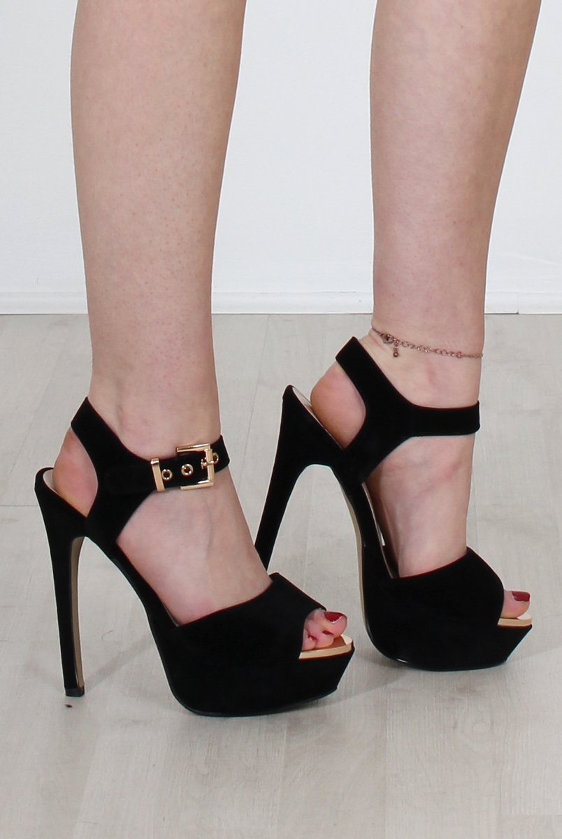 Hazel Black Suede High Heels-Heels