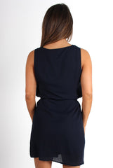 Hillary Blue V Front Shift Dress-Dresses