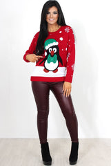 Holy Red Penguin Christmas Jumper-Knitwear