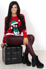 Holy Red Penguin Christmas Jumper-Knitwear
