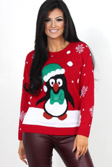 Holy Red Penguin Christmas Jumper-Knitwear