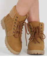 Honey Faux Fur Trim Hiker Boots - Teddy-Boots