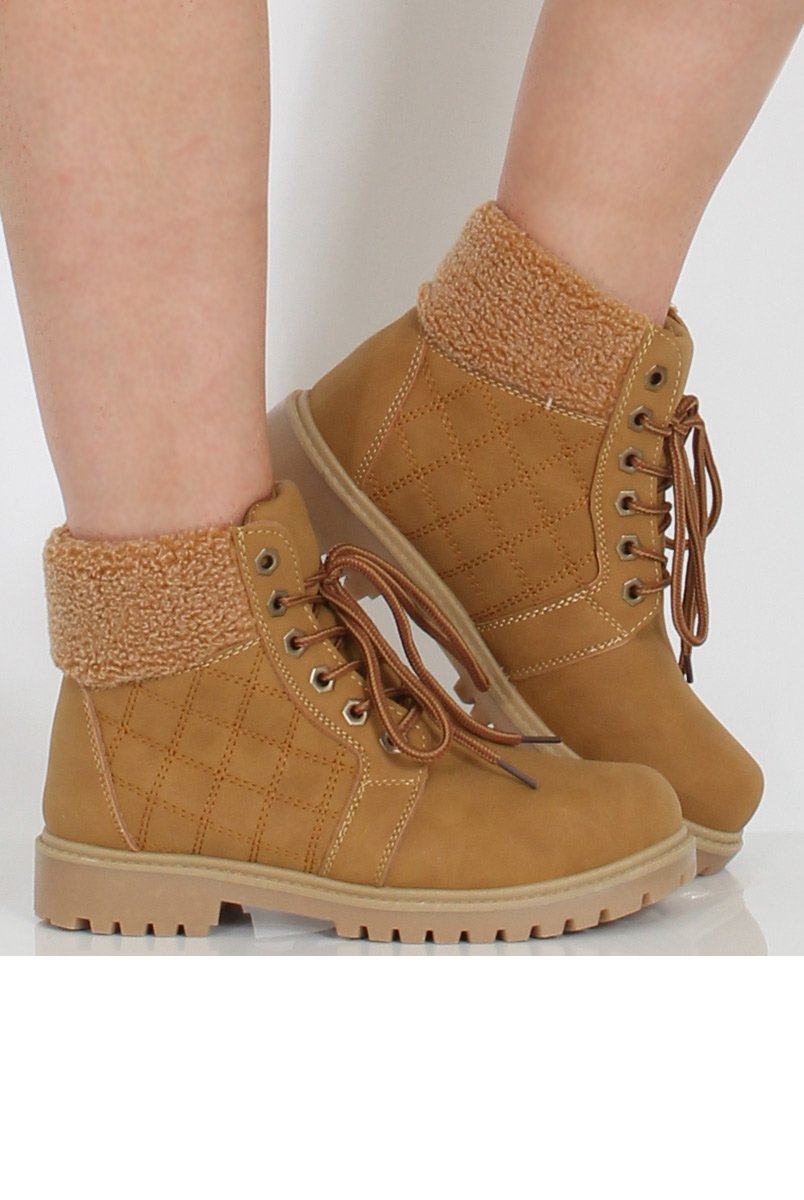 Honey Faux Fur Trim Hiker Boots - Teddy-Boots