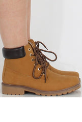 Honey Faux Leather Trim Hiker Boots - Dakota-Boots