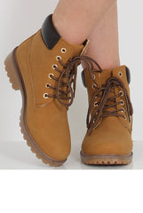Honey Faux Leather Trim Hiker Boots - Dakota-Boots