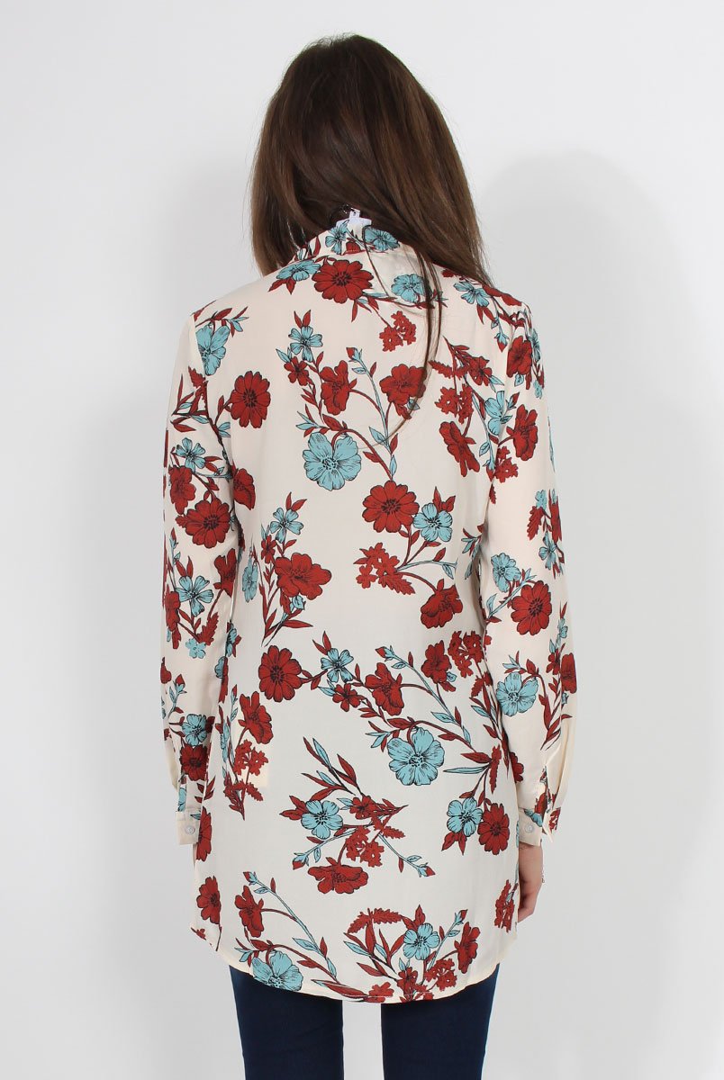 Hope Cream Floral Print Shirt-Shirts