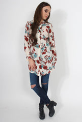Hope Cream Floral Print Shirt-Shirts