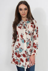 Hope Cream Floral Print Shirt-Shirts