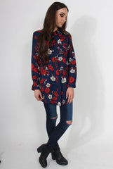 Hope Navy Floral Print Shirt-Shirts