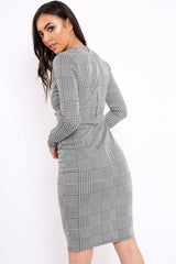 Hound-Tooth Button Detail Blazer Midi Dress - Sariah-Dresses