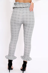 Hound-Tooth Frill Hem Trousers - Adella-Trousers