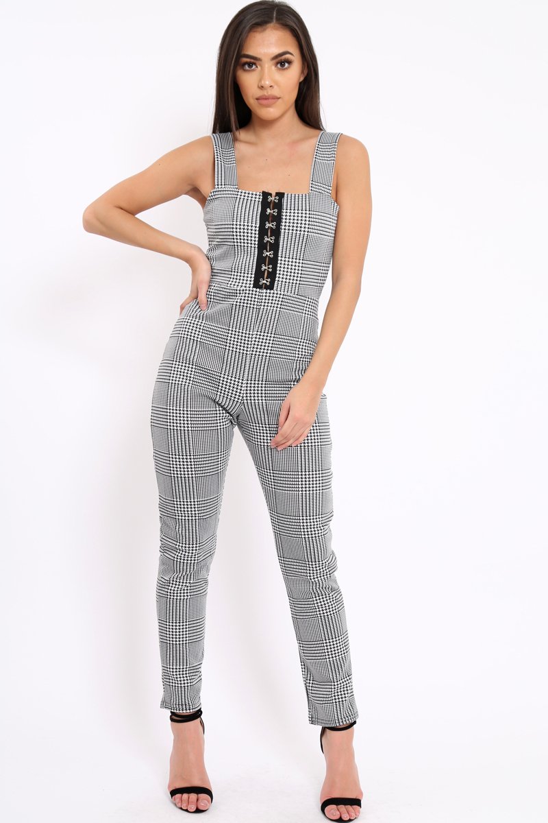 Hound-Tooth Hook & Eye Jumpsuit - Arrie-Jumpsuits