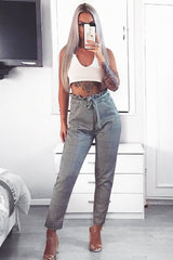 Hound-Tooth Paper Bag Tie Waist Cigarette Trousers - Karmen-Trousers