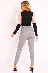 Hound-Tooth Paper Bag Tie Waist Cigarette Trousers - Karmen-Trousers