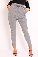 Hound-Tooth Paper Bag Tie Waist Cigarette Trousers - Karmen-Trousers