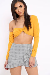 Hound-Tooth Ruffle Skort - Becci-Shorts