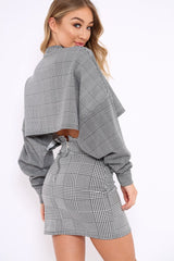 Hounds Tooth Cropped Batwing Jumper - Lizy-Crop Jumper