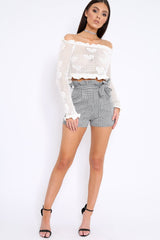 Hounds Tooth Paper Bag Shorts - Nila-Shorts
