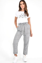 Hounds-Tooth Tapered Trousers With Turned Up Hem - Kharli-Trousers