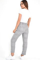 Hounds-Tooth Tapered Trousers With Turned Up Hem - Kharli-Trousers