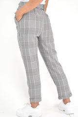 Hounds-Tooth Tapered Trousers With Turned Up Hem - Kharli-Trousers