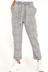 Hounds-Tooth Tapered Trousers With Turned Up Hem - Kharli-Trousers