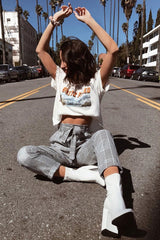 Hounds-Tooth Tapered Trousers With Turned Up Hem - Kharli-Trousers