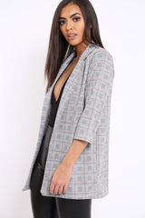 Hounds-tooth Red Tartan Blazer - Karrie-Jackets