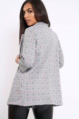 Hounds-tooth Red Tartan Blazer - Karrie-Jackets