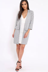 Hounds-tooth Red Tartan Long Blazer - Kerrie-Jackets