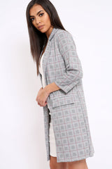 Hounds-tooth Red Tartan Long Blazer - Kerrie-Jackets