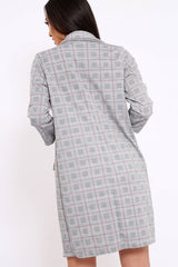 Hounds-tooth Red Tartan Long Blazer - Kerrie-Jackets